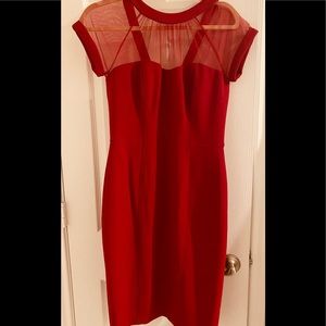 Maggie London 8P Red Illusion Dress w Sleeves